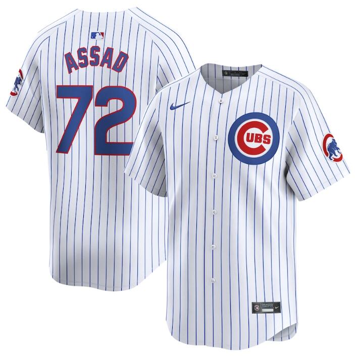 Men's Chicago Cubs #72 Javier Assad White 2024 Home Limited Stitched Baseball Jersey